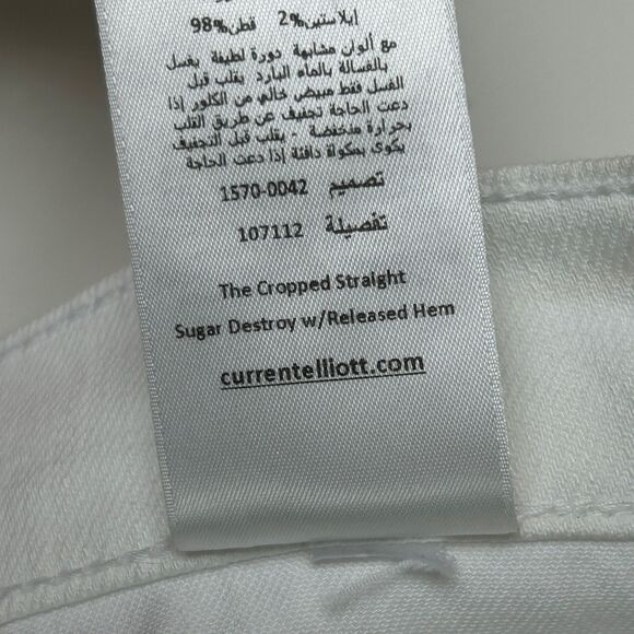 Current Elliott Cropped Straight Sugar Destroy White Jeans Released Hem Denim 29 - Picture 15 of 15